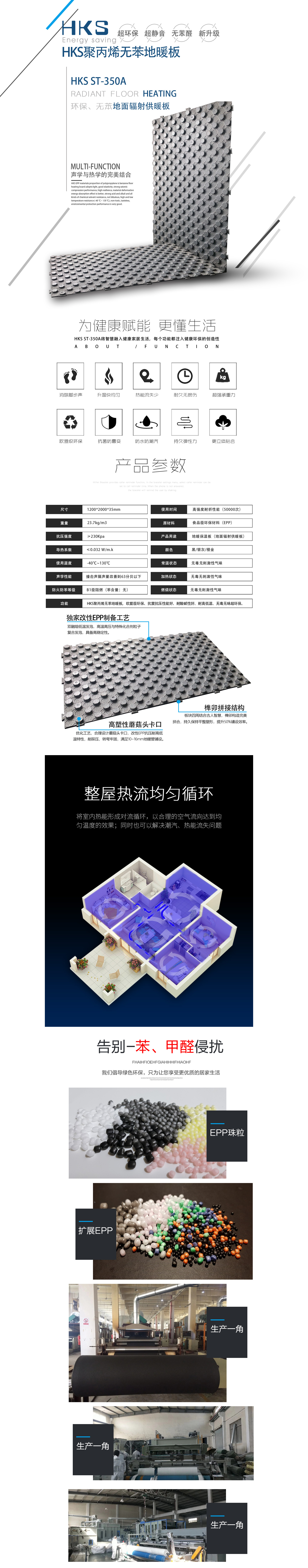 HKS聚丙烯無(wú)苯地暖板,高密度EPP地暖保溫板,HKS蘑菇頭EPP地暖板